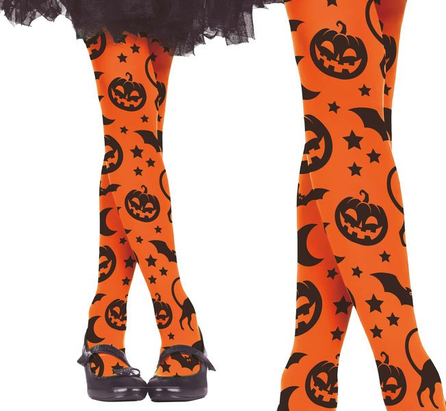 Rajstopy dziecięce pomarańczowe halloween-7-12