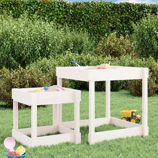 Stoliki piaskownice, 2 szt., białe, lite drewno sosnowe Lumarko! - Place zabaw - miniaturka - grafika 4