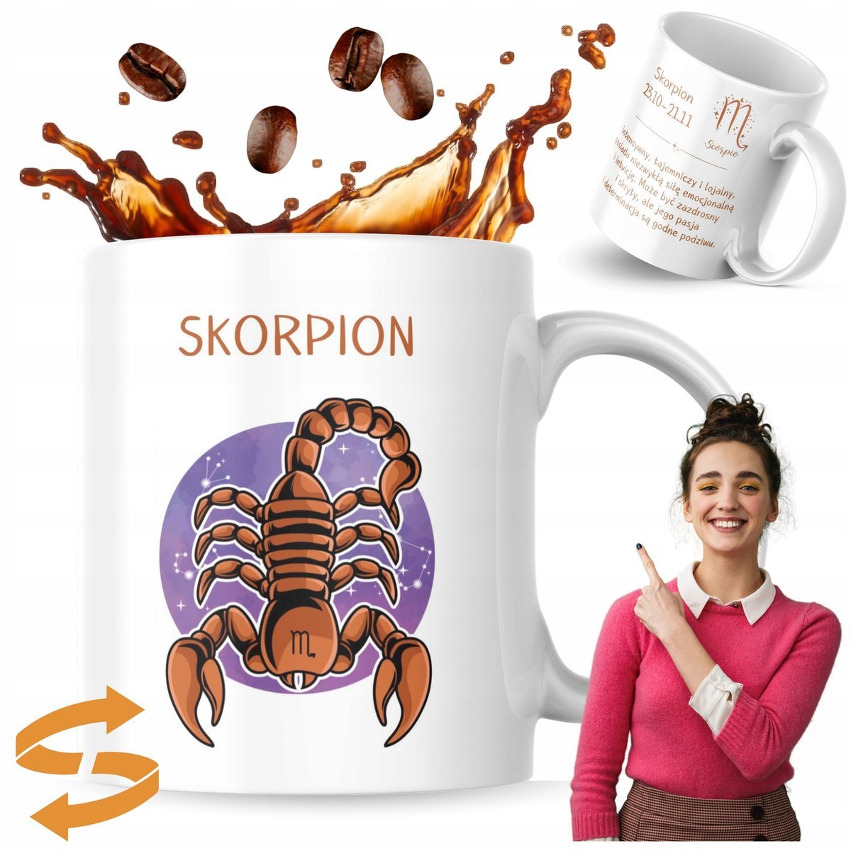 Kubek z nadrukiem 330 ml Znak Zodiaku Skorpion Kubek Prezent Kubek Do Kawy