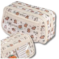 Piórniki - Piórnik organizer z Kapibarą dwukomorowy szkolny dziewczęcy - miniaturka - grafika 1