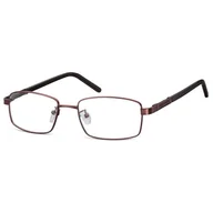 Okulary korekcyjne, oprawki, szkła - Męskie oprawki korekcyjne zerówki okulary prostokątne metalowe 659B Brązowe - miniaturka - grafika 1