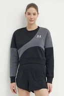 Bluzy damskie - Under Armour bluza dresowa Essential kolor czarny wzorzysta - miniaturka - grafika 1