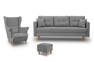 Komplety wypoczynkowe - Zestaw Skandynawski Sofa Lahti Fotel Denver Podnóżek Denver Szary - miniaturka - grafika 1