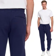 Dresy męskie - SPODNIE MĘSKIE DRESOWE BAWEŁNIANE Z KIESZENIAMI WIĄZANE WYGODNE MORAJ 3XL NAVY - miniaturka - grafika 1