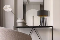 Lampy stojące - Czarna lampa stołowa do sypialni z abażurem ze złotym wnętrzem THOR GOLD - miniaturka - grafika 1