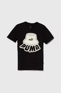 Koszulki dla dziewczynek - Puma t-shirt bawełniany dziecięcy ESS+ MID 90s Graphic B kolor czarny z nadrukiem - miniaturka - grafika 1