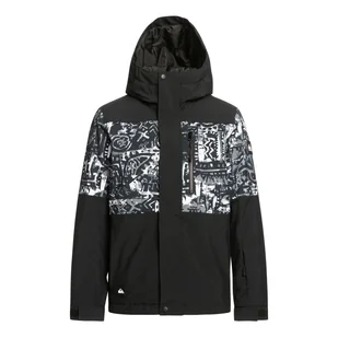 Dziecięca Kurtka ocieplana QUIKSILVER MISSION PRINTED BLOCK YOUTH JK EQBTJ03155-KVJ1 – Czarny - Kurtki narciarskie - miniaturka - grafika 1
