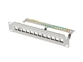 Panele krosownicze - Lanberg Patch panel pusty 12 port 1U 10'' FTP z organizerem do modułów keystone szary PPKS-9212-S - miniaturka - grafika 1