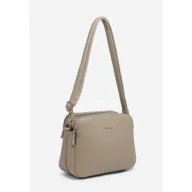 Torebki damskie - Damska Torebka Listonoszka Ciemny Beż LUIGISANTO Trzykomorowa z Paskiem - miniaturka - grafika 1