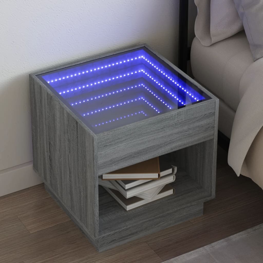 vidaXL Szafka nocna z Infinity-LED szara Sonoma 50x50x50 cm