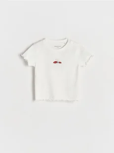 Reserved - Bawełniany T-shirt z haftem - złamana biel - Bluzki dla niemowląt - miniaturka - grafika 1
