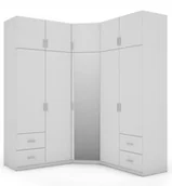 Szafy - Szafa biała narożna z lustrem 189 cm duża duża - miniaturka - grafika 1