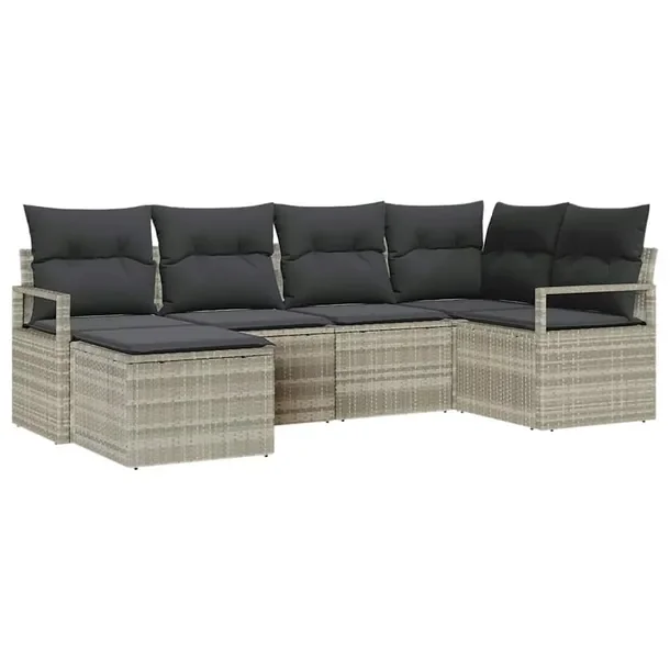 6-częściowy modułowy zestaw sof ogrodowych, jasnoszary, poly rattan