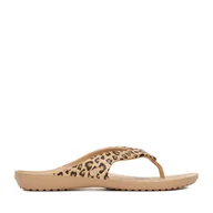 Klapki i japonki damskie - Japonki Crocs KADEE II LEOPARD FLIP W 206398-98R Beżowy - miniaturka - grafika 1
