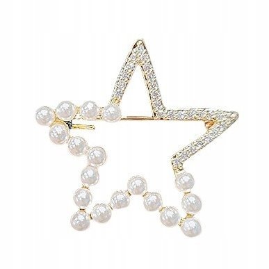 wyjątkowa BROSZKA kolor złoty OZDOBA do ubrań GWIAZDKA cyrkonie perełki