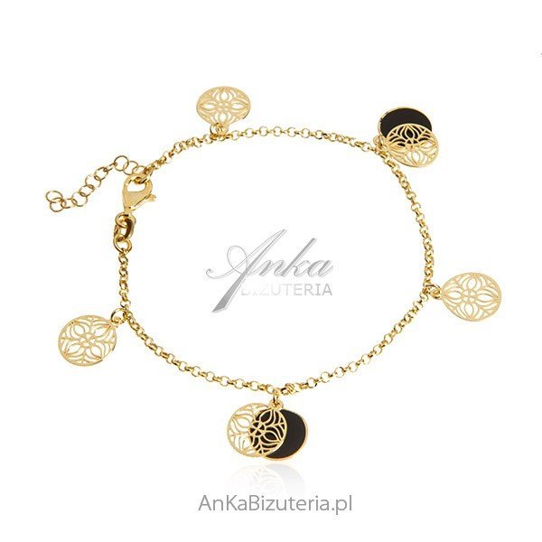 ankabizuteria.pl Srebrna bransoletka pozłacana KWIAT LOTOSU