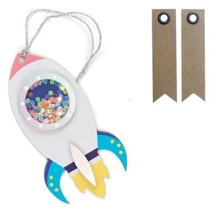 2 etykiety na shakery 3D Rocket + 20 etykiet z proporczykami Kraft - Akcesoria do pakowania - miniaturka - grafika 1