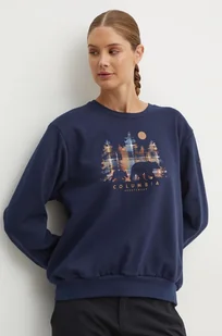 Columbia bluza Hart Mountain Crew damska kolor granatowy z nadrukiem 2086431 - Bluzy damskie - miniaturka - grafika 1