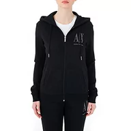 Bluzy damskie - Armani Exchange Damska bluza z kapturem Studded Icon Zip Up, czarny, M - miniaturka - grafika 1
