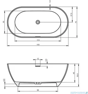 Riho LIMITED Bilbao wanna wolnostojąca BIAŁY MAT 150x75cm B119001105 - Wanny z hydromasażem - miniaturka - grafika 2