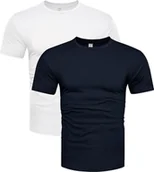 Koszulki męskie - 2-pak koszulek bawełnianych premium biały i granatowy Recea - miniaturka - grafika 1