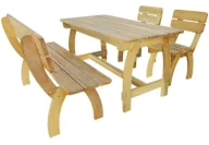 Meble ogrodowe - EDINOS Zestaw drewnianych mebli ogrodowych Hakodi 2X - brązowy - miniaturka - grafika 1