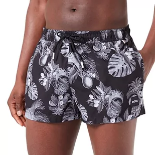 BOSS Mężczyźni Łosoś SWIM_SHORT, Czarny 1, XXL - Kąpielówki męskie - miniaturka - grafika 1