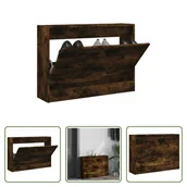 Szafki na buty - The Living Store Szafka na buty dąb wędzony 80x21x57 cm Materiał drewnopochodny - miniaturka - grafika 1