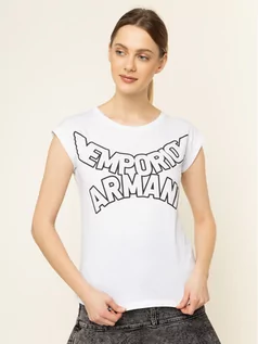 Koszulki i topy damskie - Emporio Armani T-Shirt 3H2T7S 2J53Z 0100 Biały Slim Fit - grafika 1