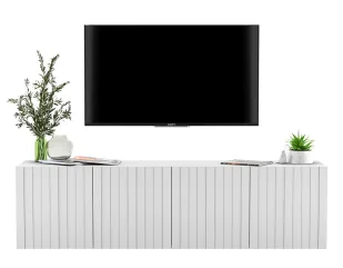 Biała ścienna szafka rtv z lamelami S6-M86 - Szafki RTV - miniaturka - grafika 1