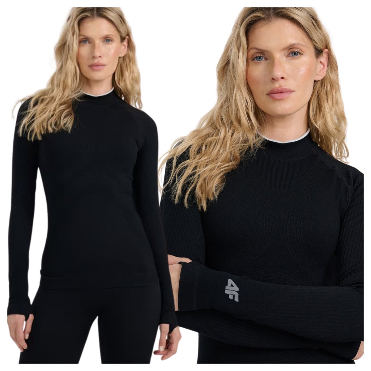 Bielizna termoaktywna bezszwowa MERINO (góra) damska 4F 4FWAW25USEAF205-20S Czarny M/L