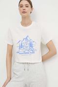 Koszulki sportowe damskie - The North Face t-shirt bawełniany damski kolor beżowy NF0A87E0QLI1 - miniaturka - grafika 1