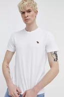 Koszulki męskie - Abercrombie & Fitch t-shirt bawełniany męski kolor biały gładki - miniaturka - grafika 1