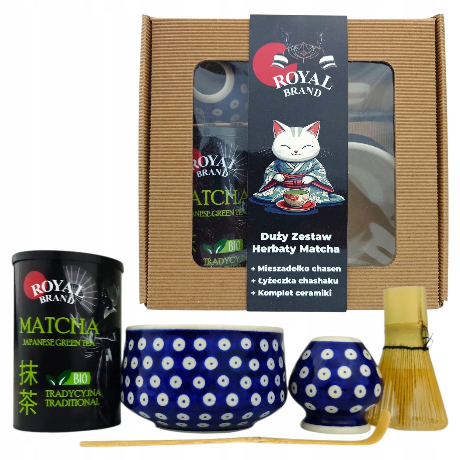 Zestaw ceremonialny do parzenia herbaty matcha we wzrór Bolesławiecki