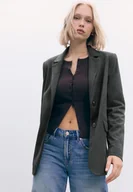 Marynarki i żakiety damskie - Stradivarius Klasyczna marynarka ze sztucznego zamszu S - miniaturka - grafika 1