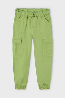 Spodnie i spodenki dla dziewczynek - Mayoral spodnie dziecięce kolor zielony gładkie - grafika 1