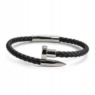 Bransolety męskie - BETLEWSKI skórzana bransoletka męska zatrzask stal - miniaturka - grafika 1