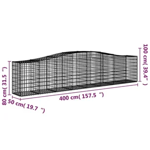 VIDAXL Kosze gabionowe, 4 szt, 400x50x80/100 cm, galwanizowane żelazo - Ogrodzenia - miniaturka - grafika 7