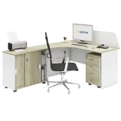Zestawy mebli biurowych - B2B Partner Zestaw mebli biurowych MIRELLI A+, typ F, biały/dąb sonoma - miniaturka - grafika 1