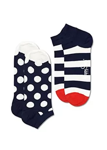 Happy Socks 2-Pack Big Dot Stripe Low Socks, Skarpety dla kobiet i mężczyzn, Biały (41-46) - Skarpetki męskie - miniaturka - grafika 1