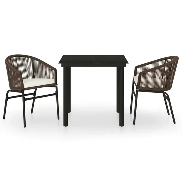 Zestaw Mebli Ogrodowych ze Stali i Rattanu PVC: Stół 80x80x74 cm, Krzesł