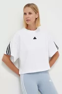 Koszulki sportowe damskie - adidas t-shirt bawełniany damski kolor biały - miniaturka - grafika 1