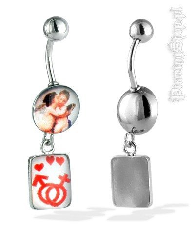 kolczyk do pępka DWA ZAKOCHANE ANIOŁKI RAFAEL SANTI [CRP10]-dł. pręta 10mm