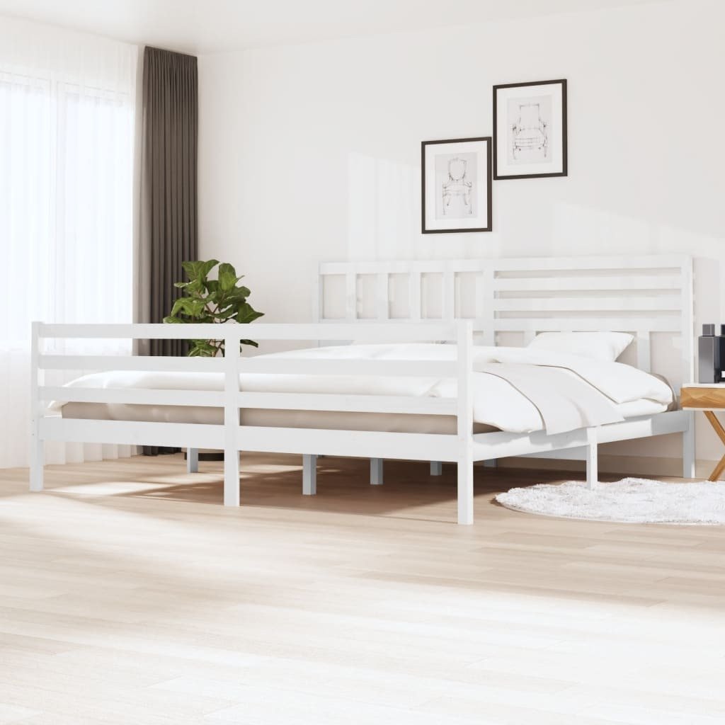 Łóżko z litego drewna białe 200x200 cm