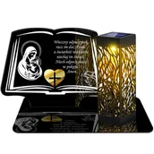 Lampiony i znicze - ZNICZ SOLARNY LED WIECZNY PODSTAWKA NA CMENTARZ GRÓB lampka Księga 3D - miniaturka - grafika 1