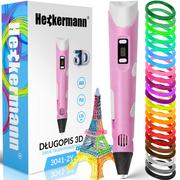 Drukarki 3D - Zestaw Długopis drukarka 3D Heckermann 3041-2Y Różowy + 115m filamentu - miniaturka - grafika 1