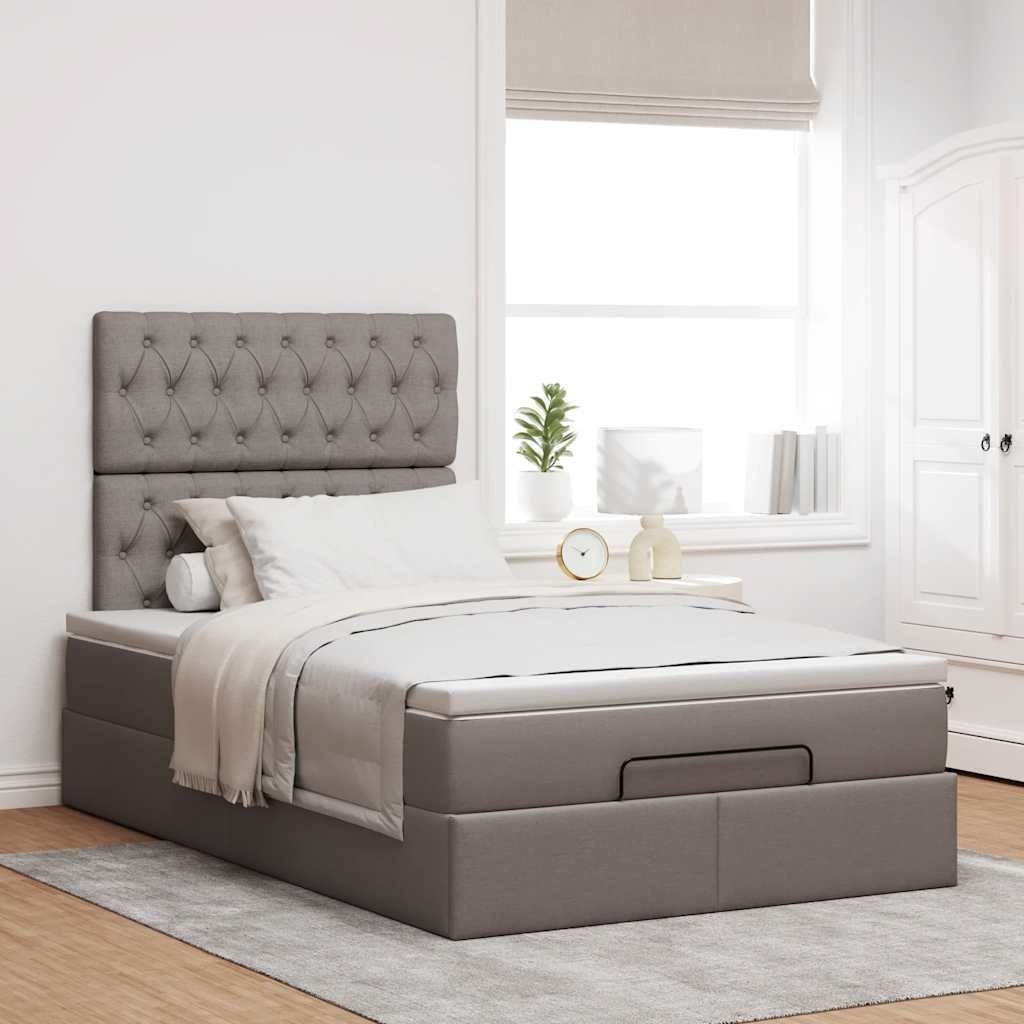 vidaXL Łóżko otomana z materacem Taupe 120x200 cm tkanina