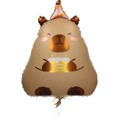 Balony i akcesoria - BALON FOLIOWY 20" KAPIBARA CAPYBARA Z TORTEM - miniaturka - grafika 1