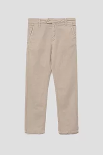 Spodnie i spodenki dla chłopców - Guess spodnie lniane dziecięce kolor beżowy gładkie - grafika 1