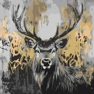 Malowanie po numerach - Malowanie po numerach - Złoty jeleń metal 40x40cm - miniaturka - grafika 1